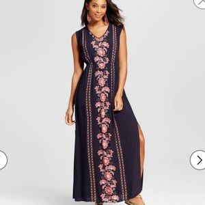 Xhileration Navy Floral Maxi Dress